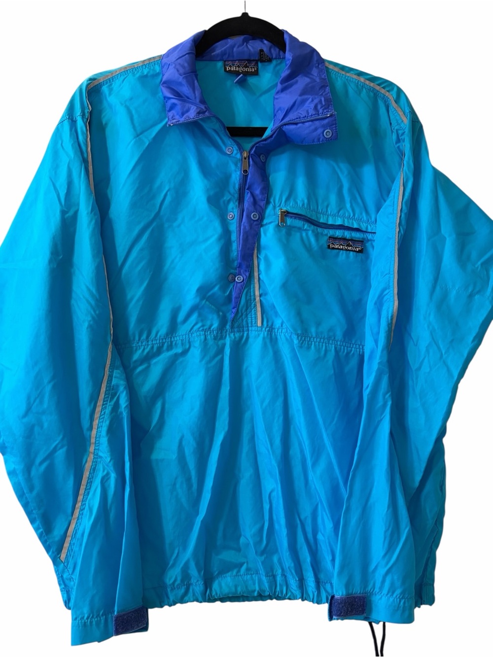 Vintage Patagonia Women's Small Blue Unlined Softshell Nylon 1/2 Zip Windbreaker